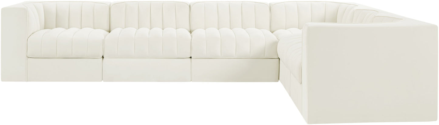 Rummi - Velvet Performance Fabric Upholstered 6 Piece Modular Sectional