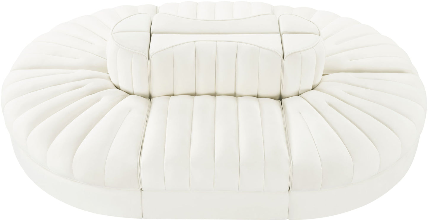 Rummi - Oval Velvet Performance Fabric Upholstered 6 Piece Modular Sectional