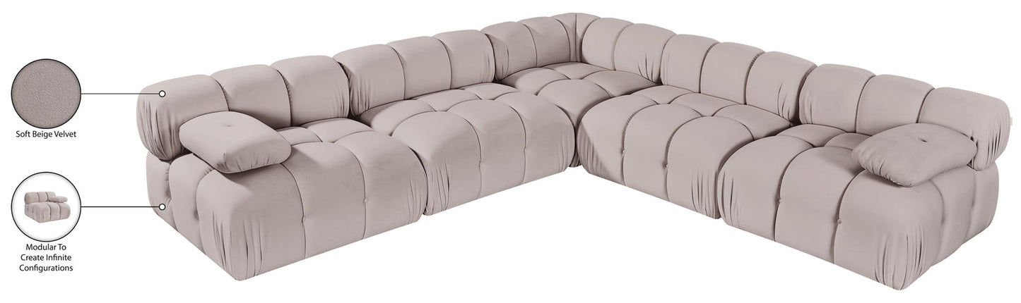Orin - Velvet Fabric 5 Piece Modular Sectional