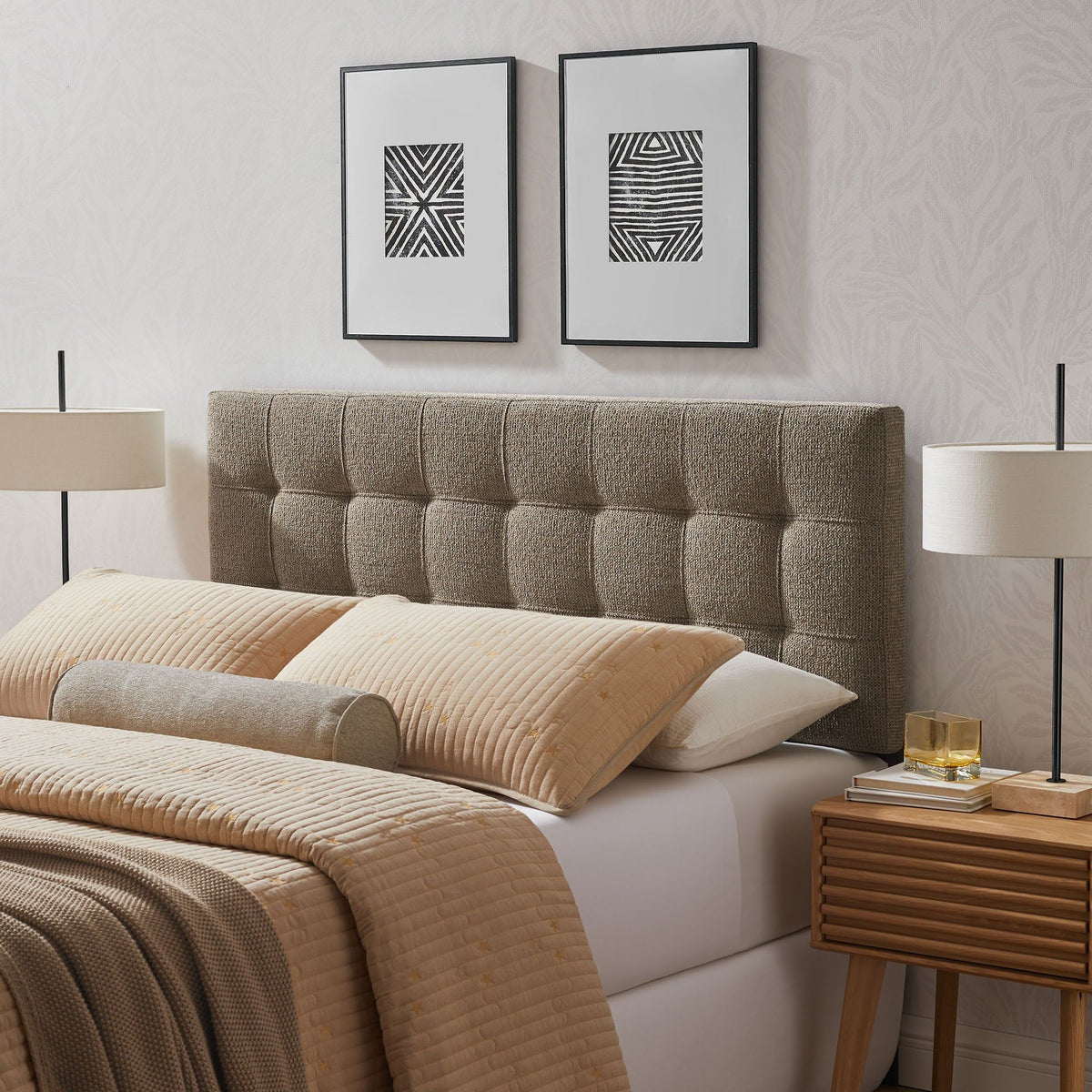 Lily Upholstered Fabric Headboard - Full, Taupe