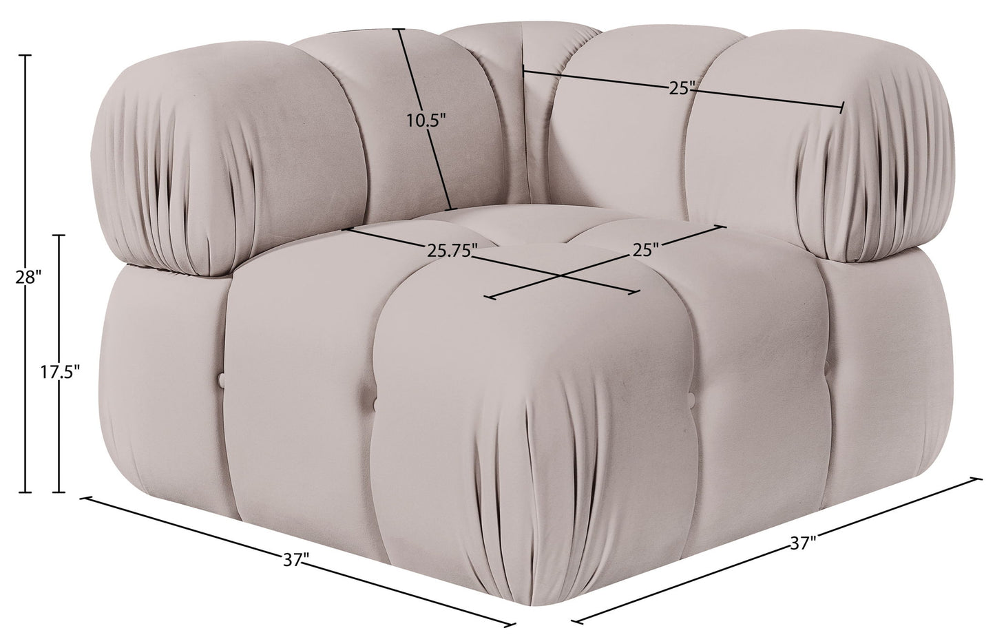 Orin - Velvet Performance Fabric Upholstered Modular Corner Chair