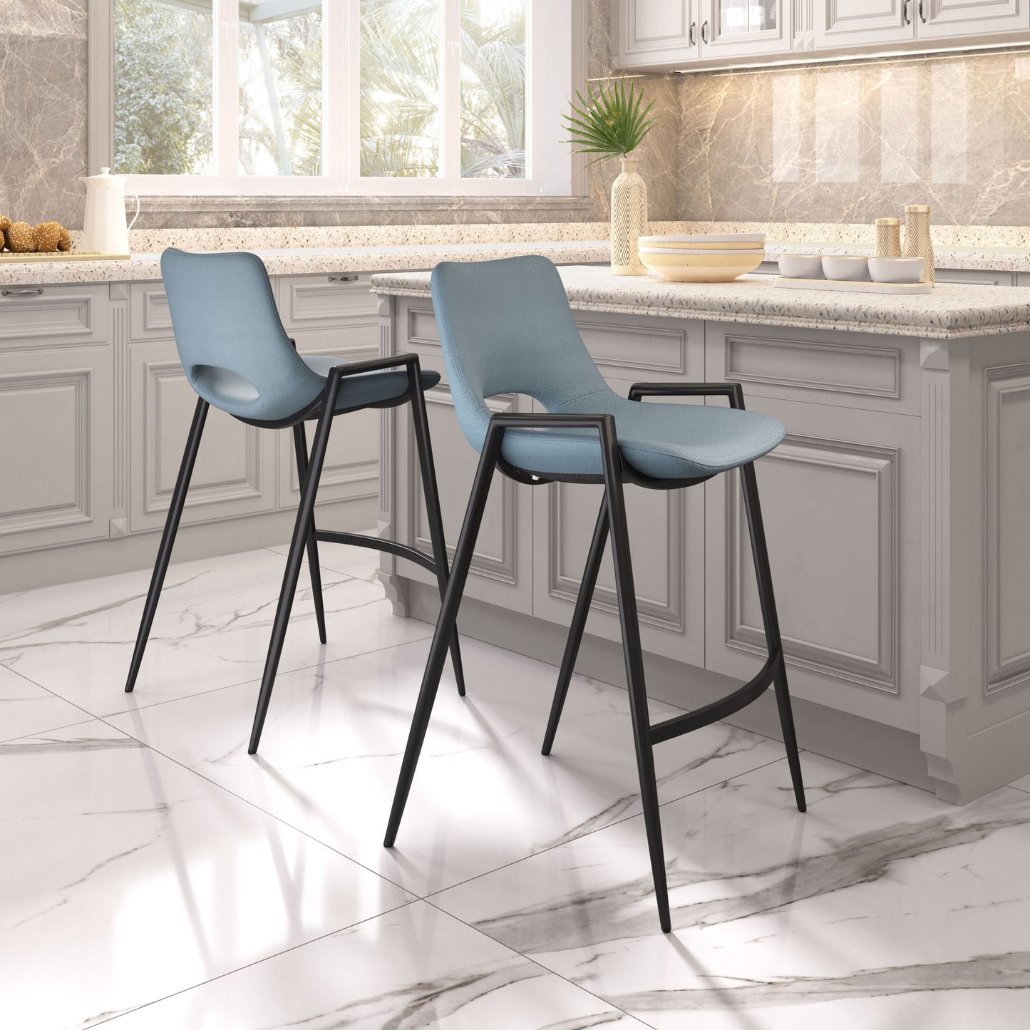 Desi - Counter Chair With Black Legs (Set of 2)