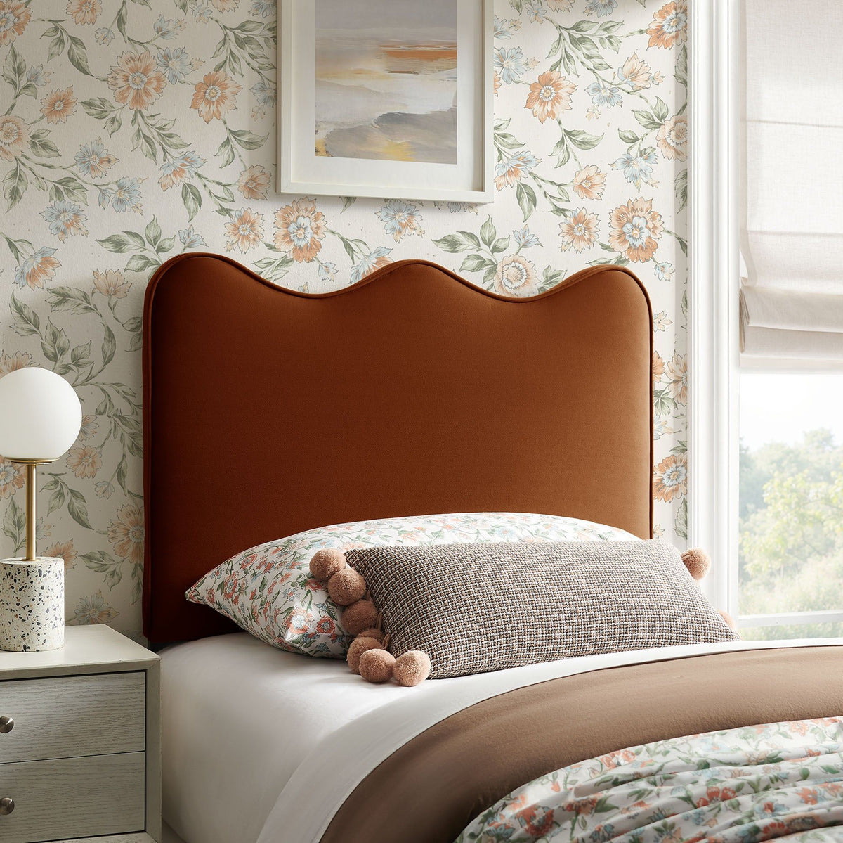 Athena Upholstered Headboard - Twin, Rust