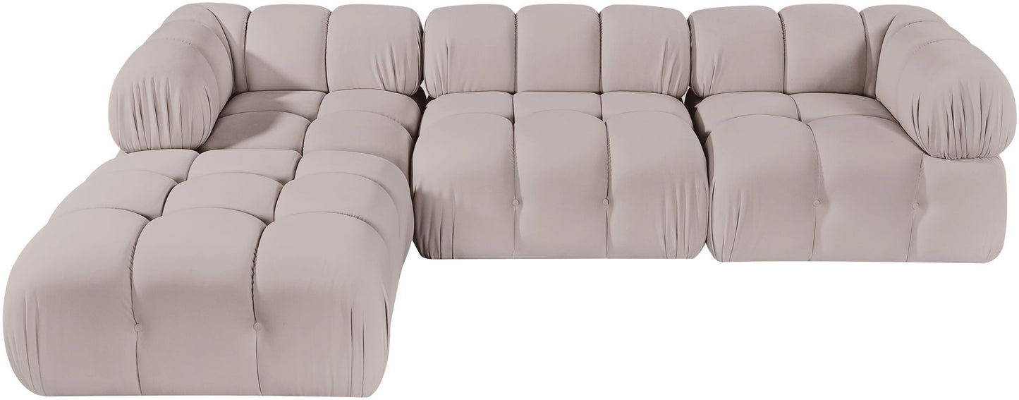 Orin - Velvet 4 Piece Modular Sectional With Chaise