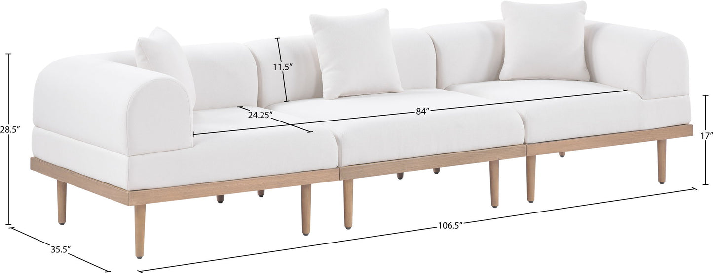 Laguna - 3 Piece Resilient Water Resistant Fabric 106.5" Upholstered Outdoor Patio Modular Sofa