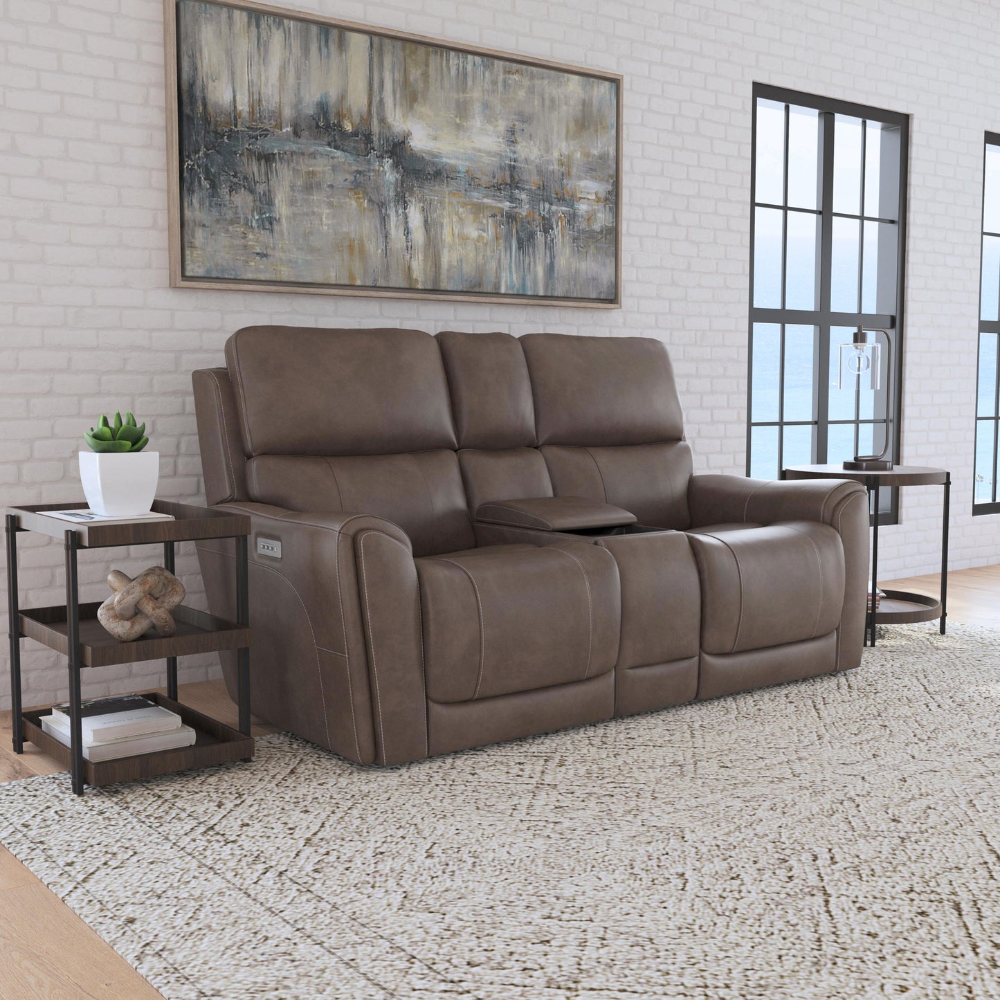Carter - Power Reclining Loveseat With Console & Power Headrests & Lumbar - Cappuccino