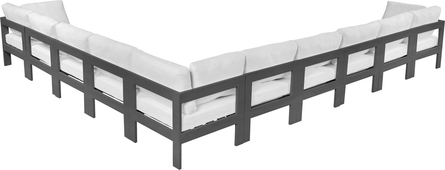 Nizuc - Outdoor Patio 10 Piece Modular Sectional With Gray Frame