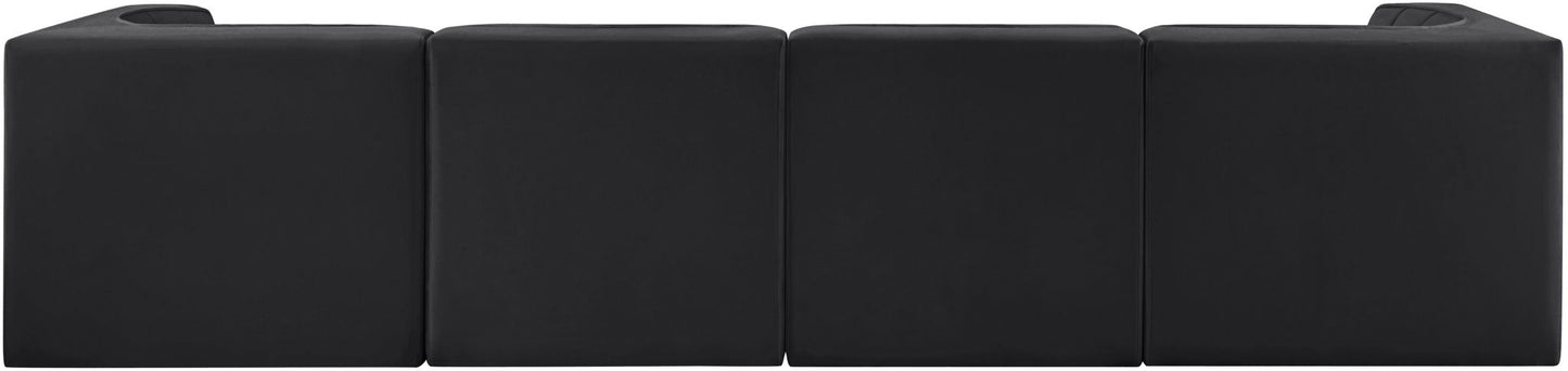 Rummi - Velvet Performance Fabric Upholstered 4 Piece Modular Sofa