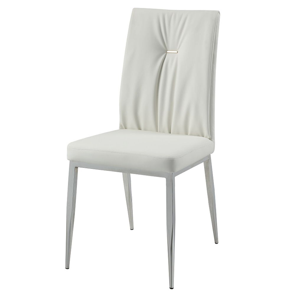 Kamaile - Side Chair (Set of 2) - Beige Synthetic Leather & Chrome