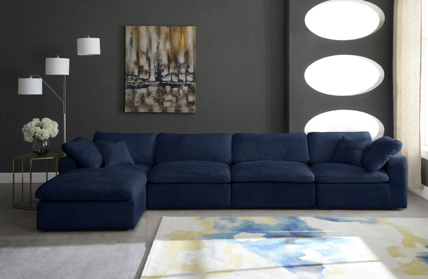 Cozy - 5 Piece Modular Sectional With Chaise