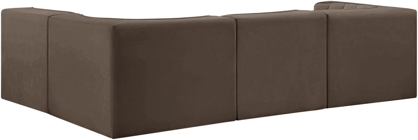 Rummi - Velvet Performance Fabric Upholstered 4 Piece Modular Sectional