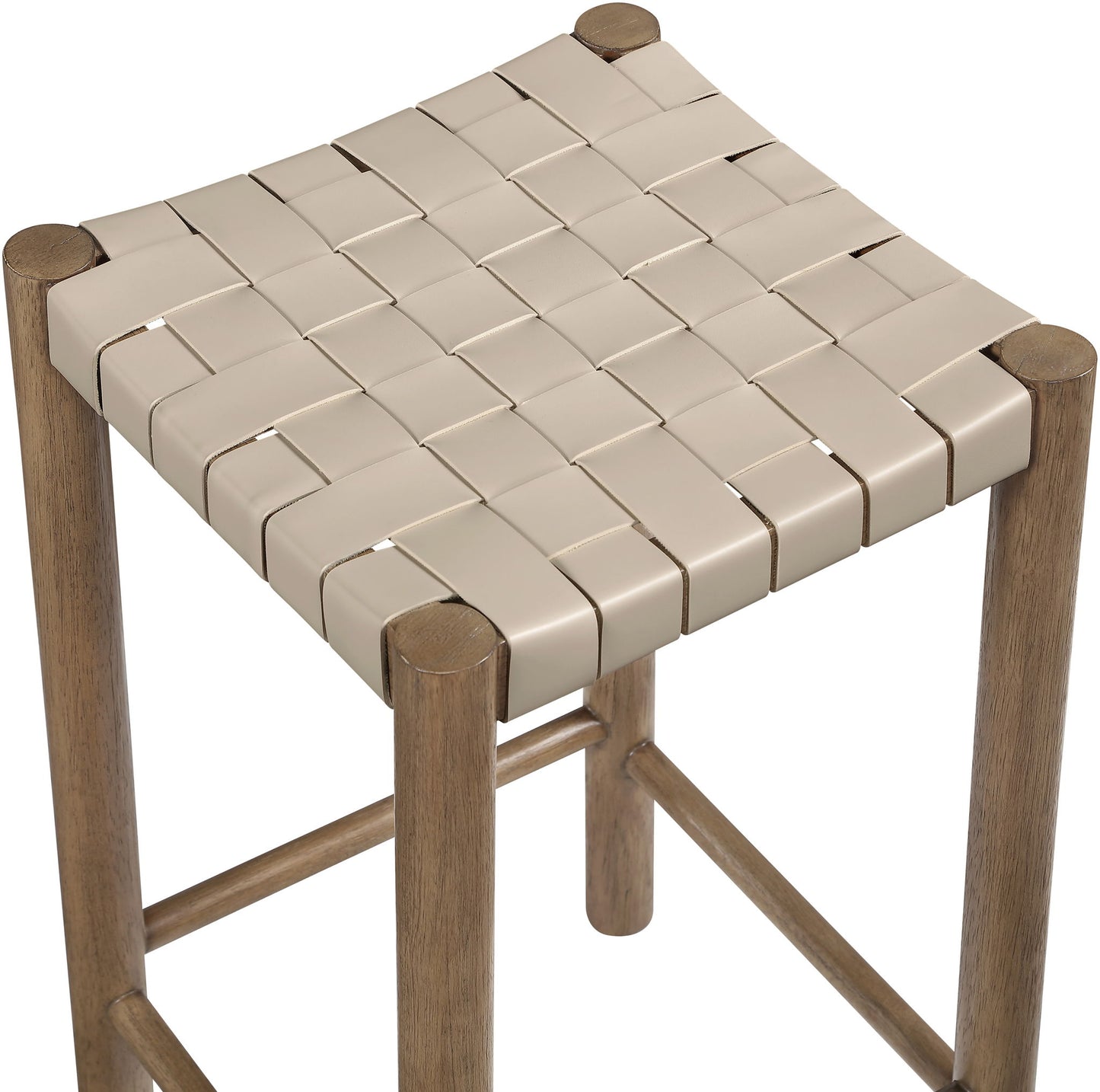Entwine - Vegan Leather Upholstered Backless Counter Stool - Painted Brown