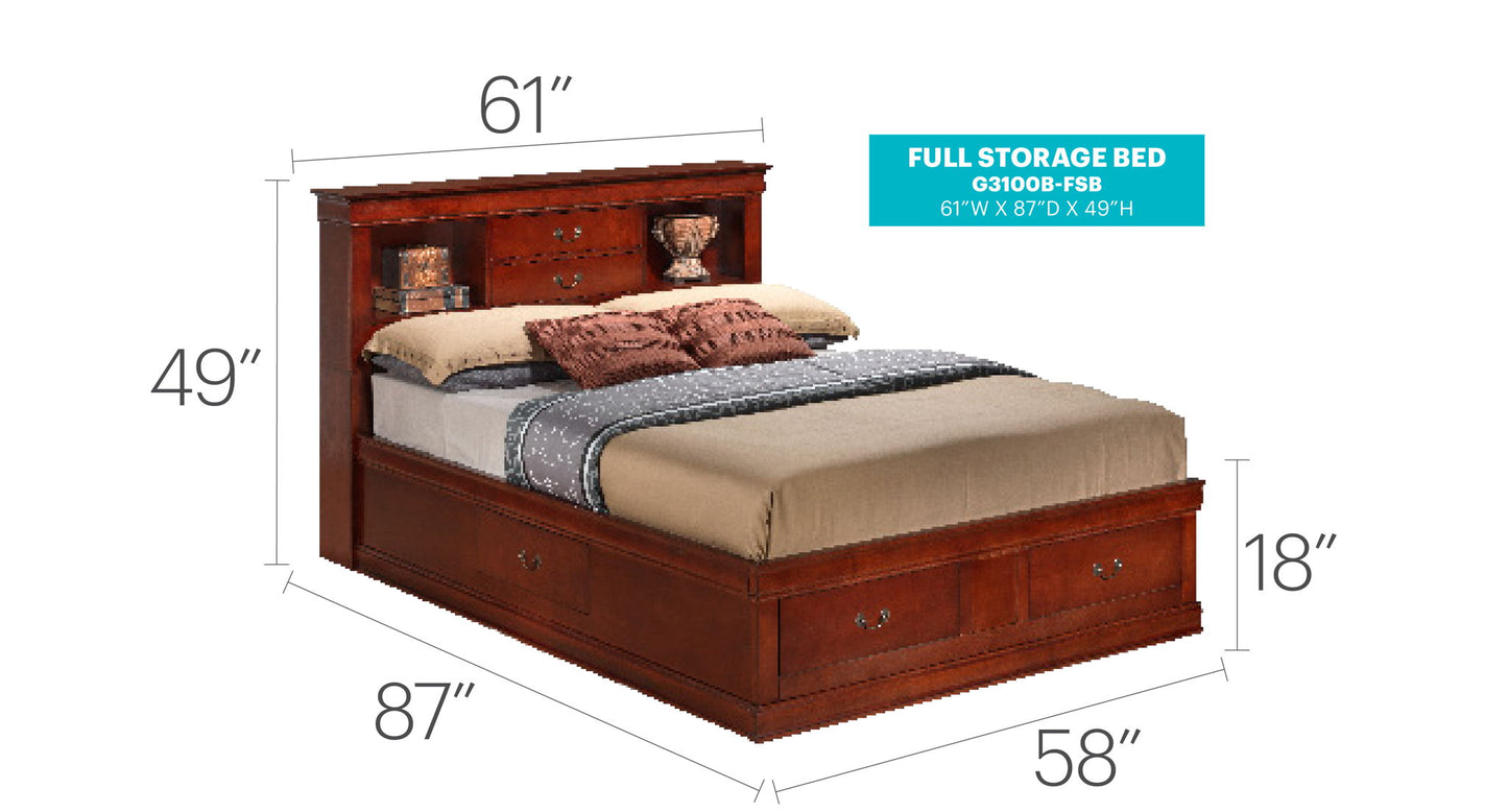 Glory Furniture - Louis Phillipe - Bookcase Storage Bed