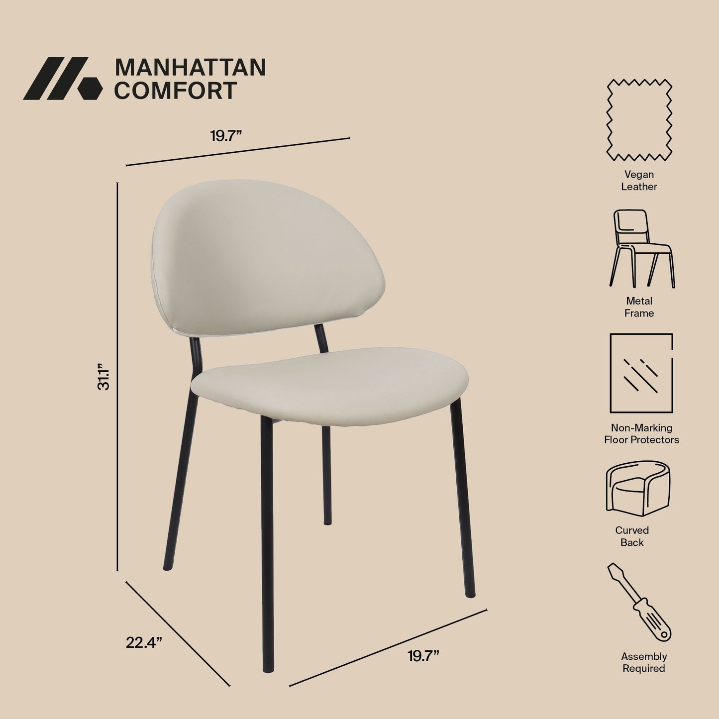 Manhattan Haven - Vegan Leather Metal Side Chair (Set of 4)