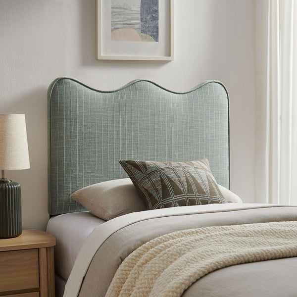 Athena Striped Fabric Upholstered Headboard - Twin, Spa Blue Stripe