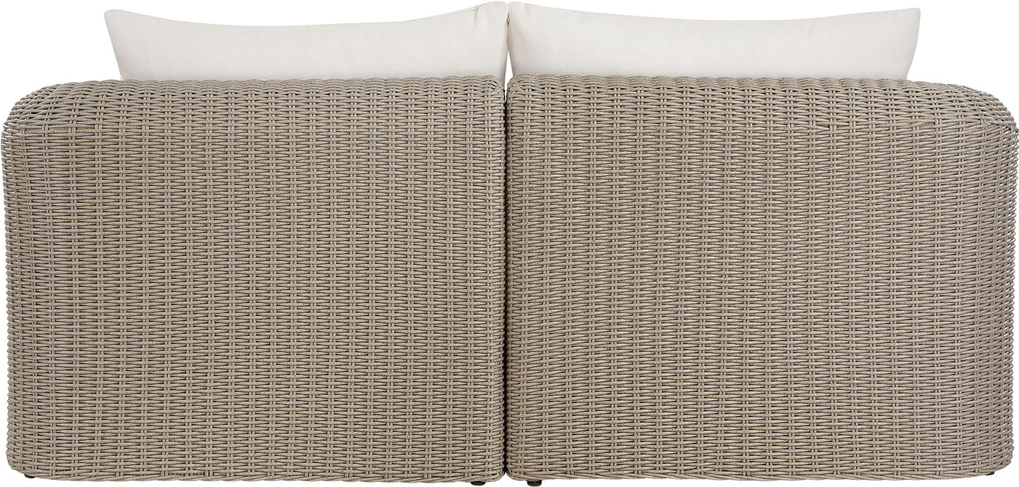 Seacrest - Olefin Water Resistant Fabric And Wicker 2 Piece Outdoor Patio Modular Loveseat