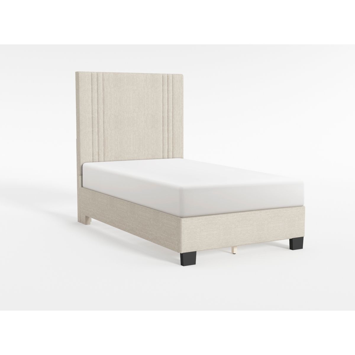 44" Light Beige Microfiber Platform Bed