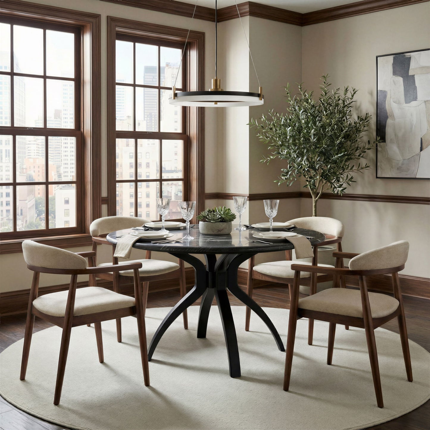 Goka - Dining Chair - Beige / Walnut