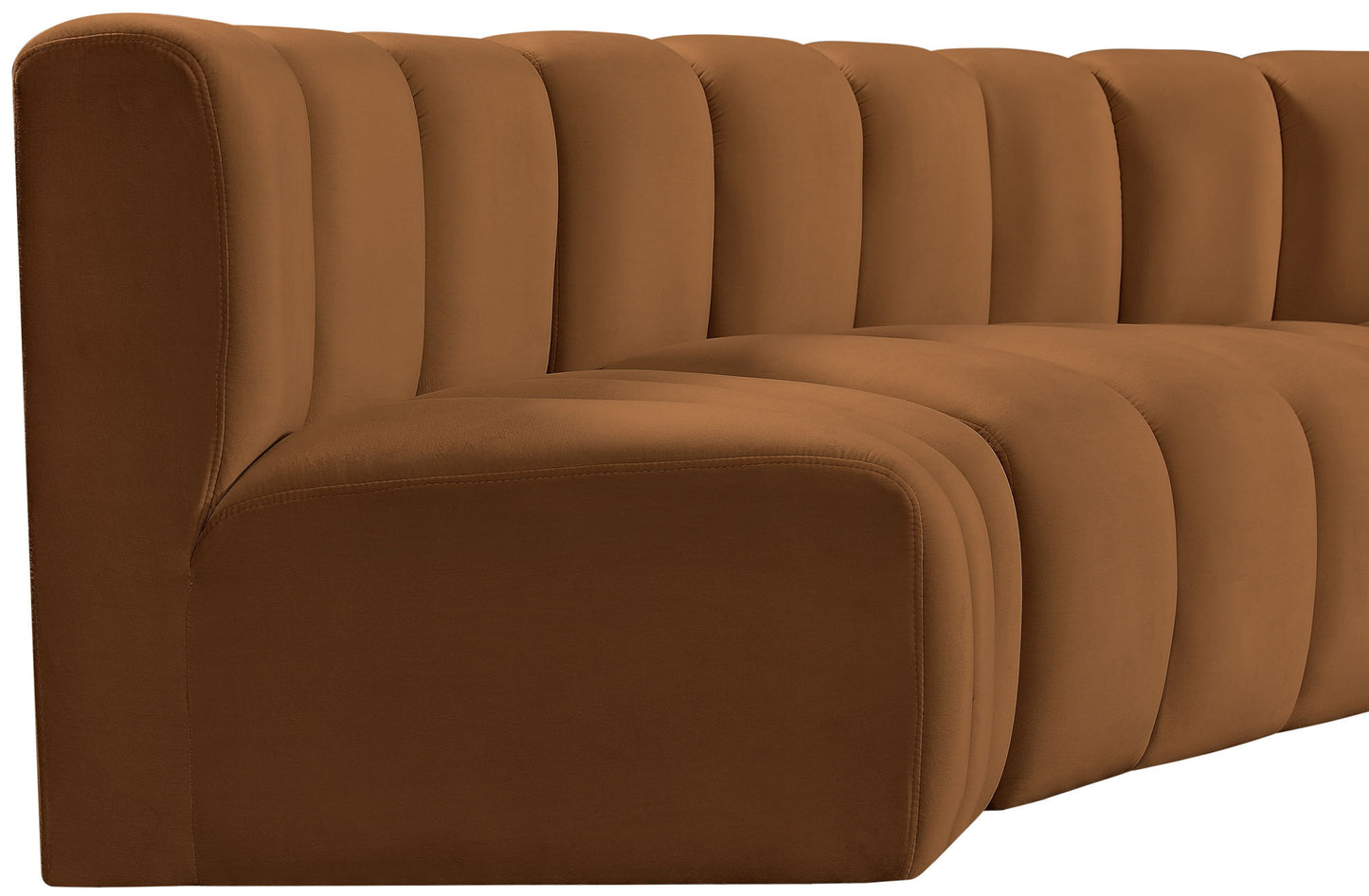 Arc - Velvet 8 Piece Curved Modular Sofa - Saddle