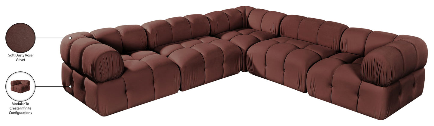Orin - Velvet 5 Piece Modular Corner Sectional