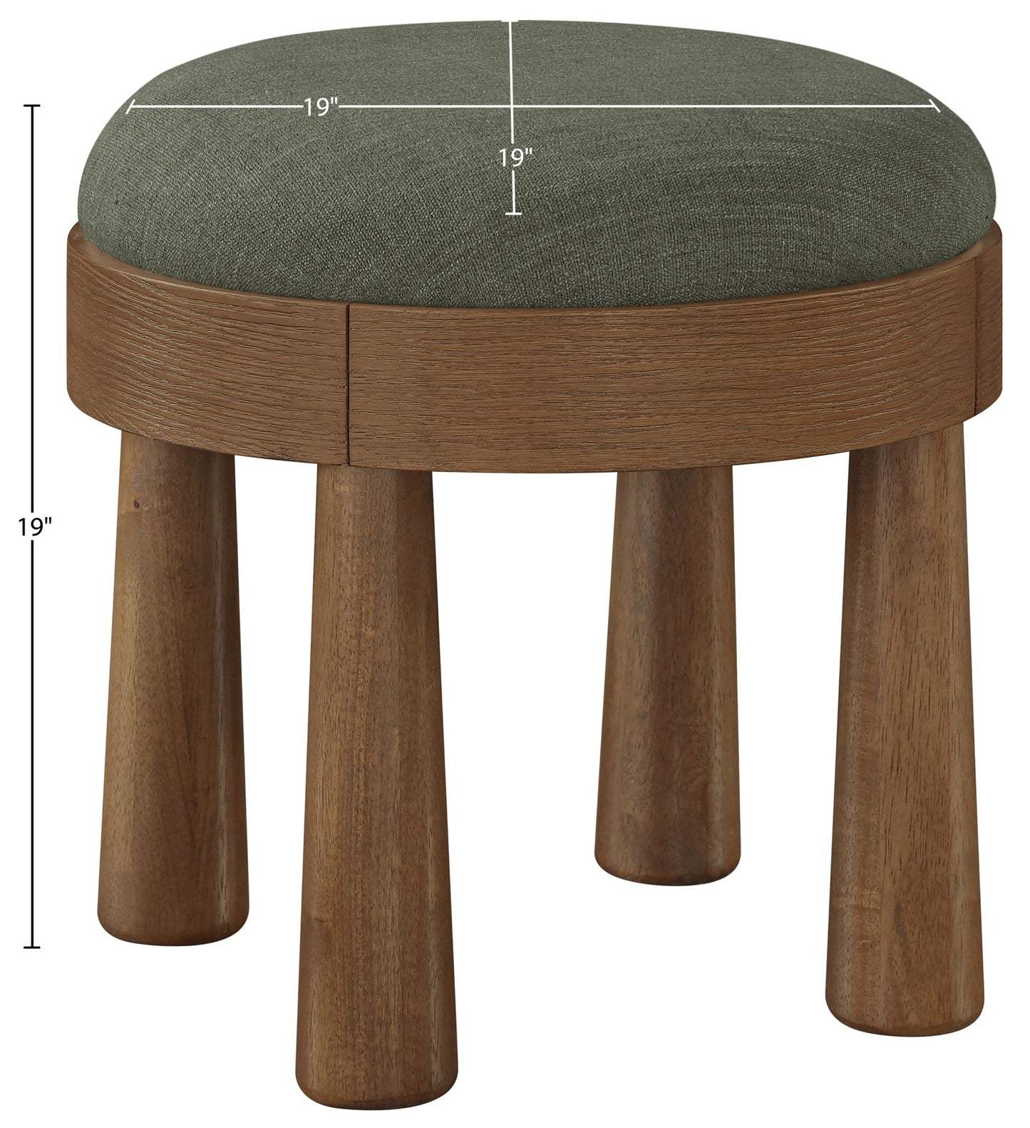 Larea - Linen Textured Fabric Upholstered Ottoman - Walnut Base