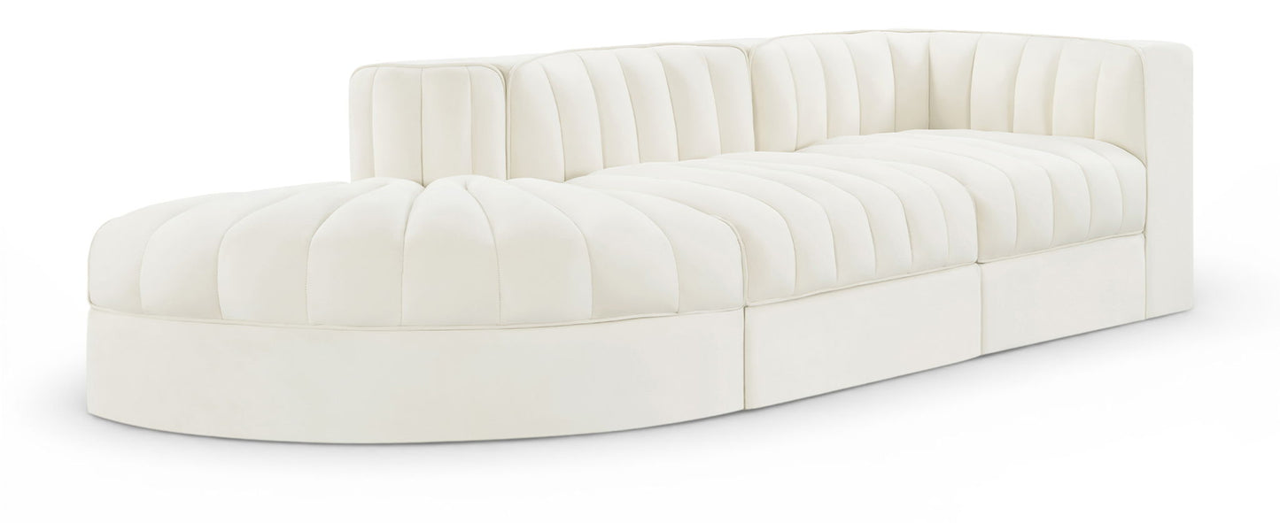 Rummi - Velvet Performance Fabric Upholstered 3 Piece Modular Sectional