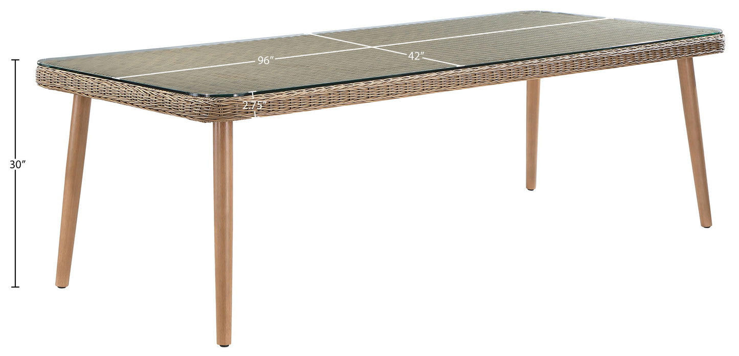 Seacrest - Tempered Glass Top And Wicker Outdoor Patio Dining Table
