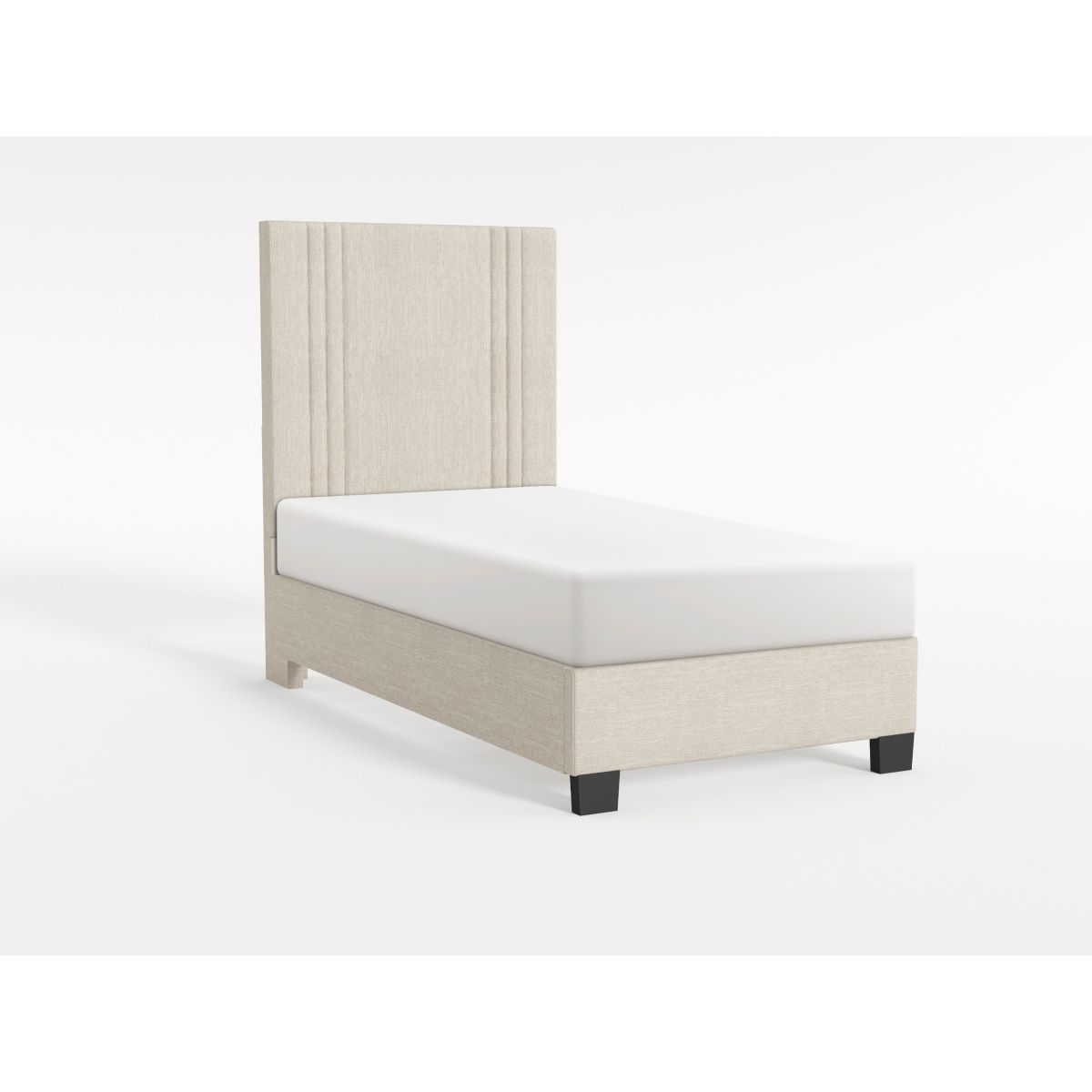 39" Light Beige Microfiber Platform Bed
