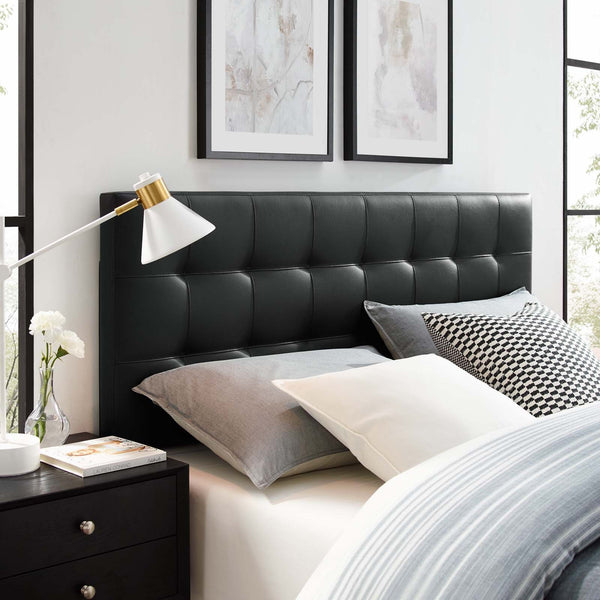 Lily Upholstered Vinyl Headboard - Full, Black