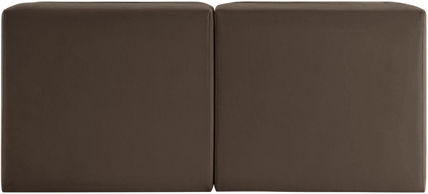 Rummi - Velvet Performance Fabric Upholstered 2 Piece Modular Armless Loveseat