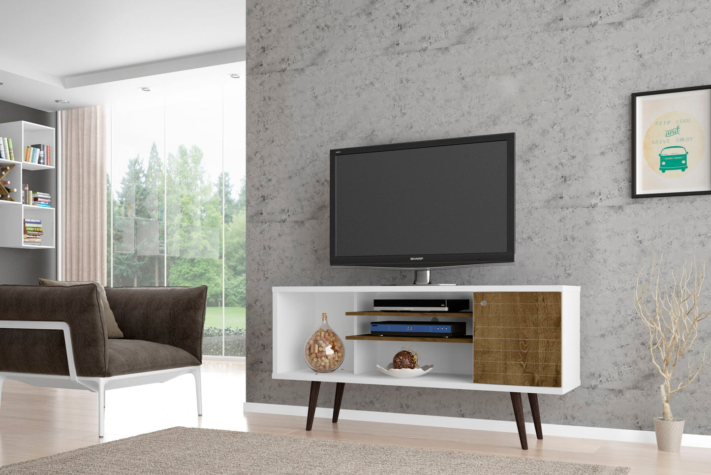 Manhattan Liberty - 53" TV Stand With White Frame