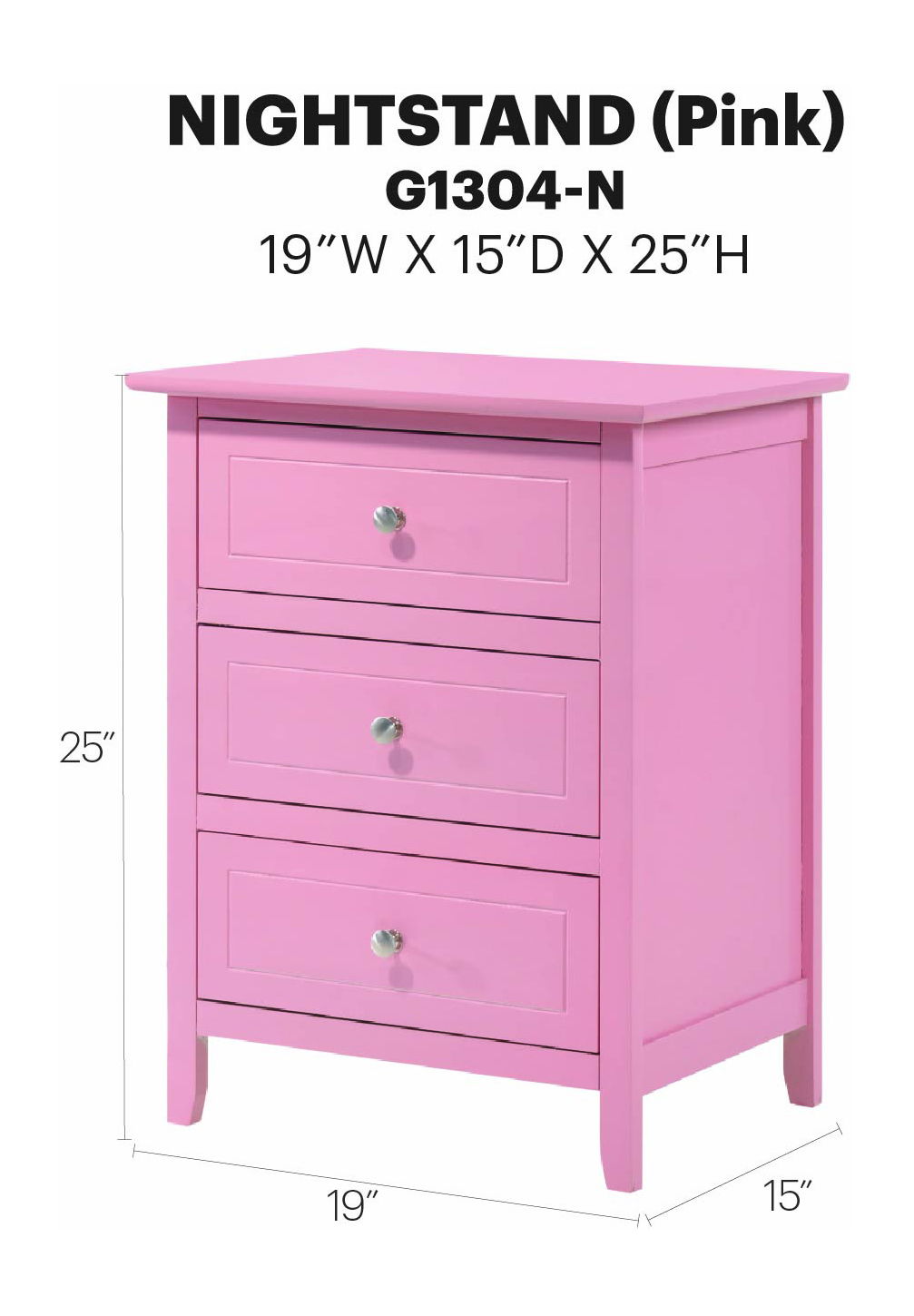 Glory Furniture - Daniel - 3 Drawer Nightstand