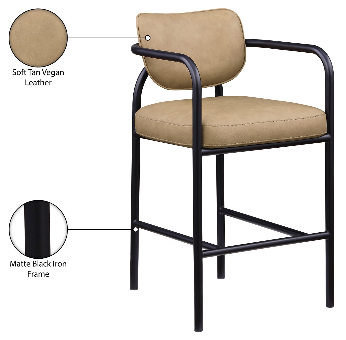 Serava - Faux Leather Upholstered Bar Stool - Tan