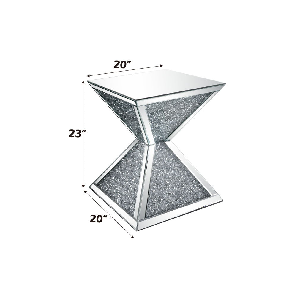 Noralie - End Table With Faux Diamonds - Mirrored