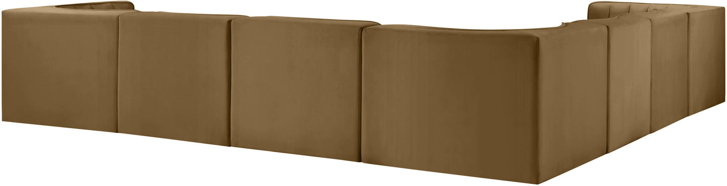 Rummi - Symmetrical Velvet Performance Fabric Upholstered 7 Piece Modular Sectional (With 3 Corner Chairs)