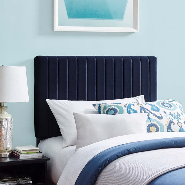 Keira Performance Velvet Headboard - Twin, Midnight Blue