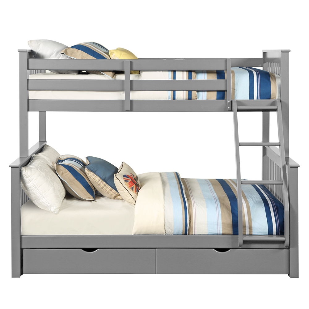 Haley II - Twin Over Full Bunk Bed With Storage - Gray