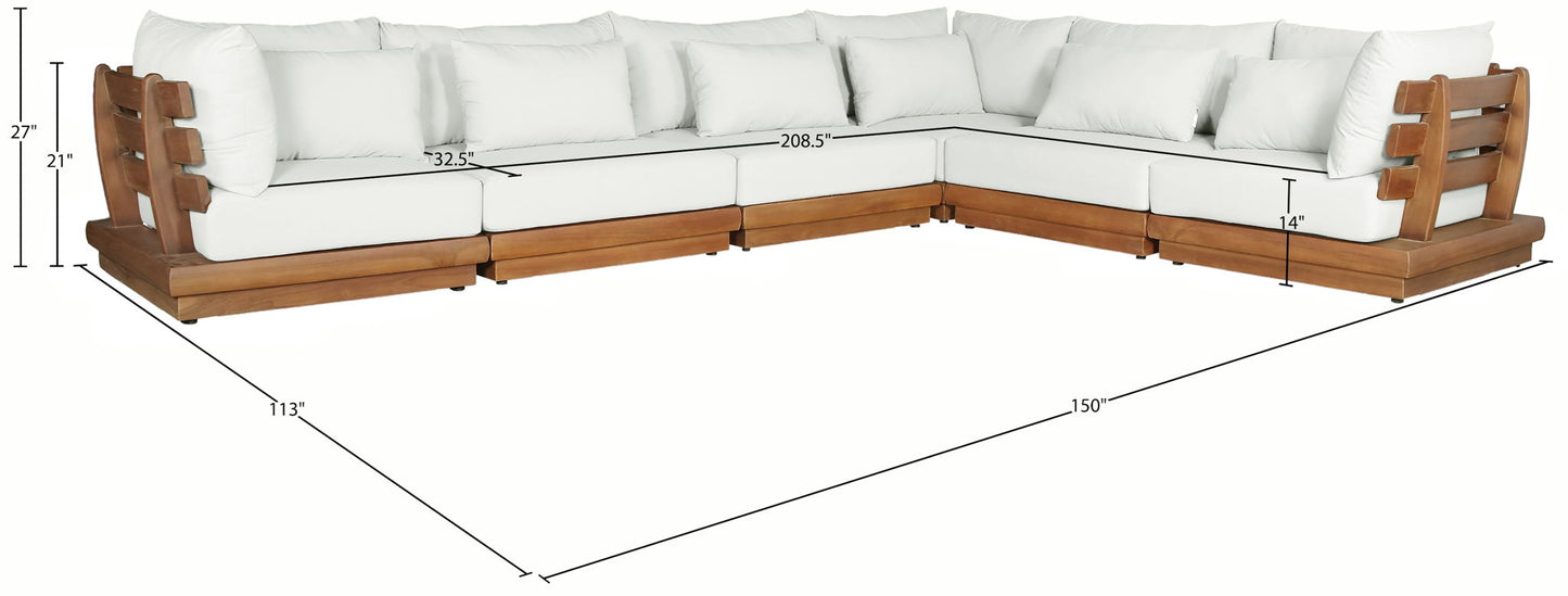 Mirella - 6 Piece Water Resistant Fabric Upholstered Outdoor Patio Modular Sectional