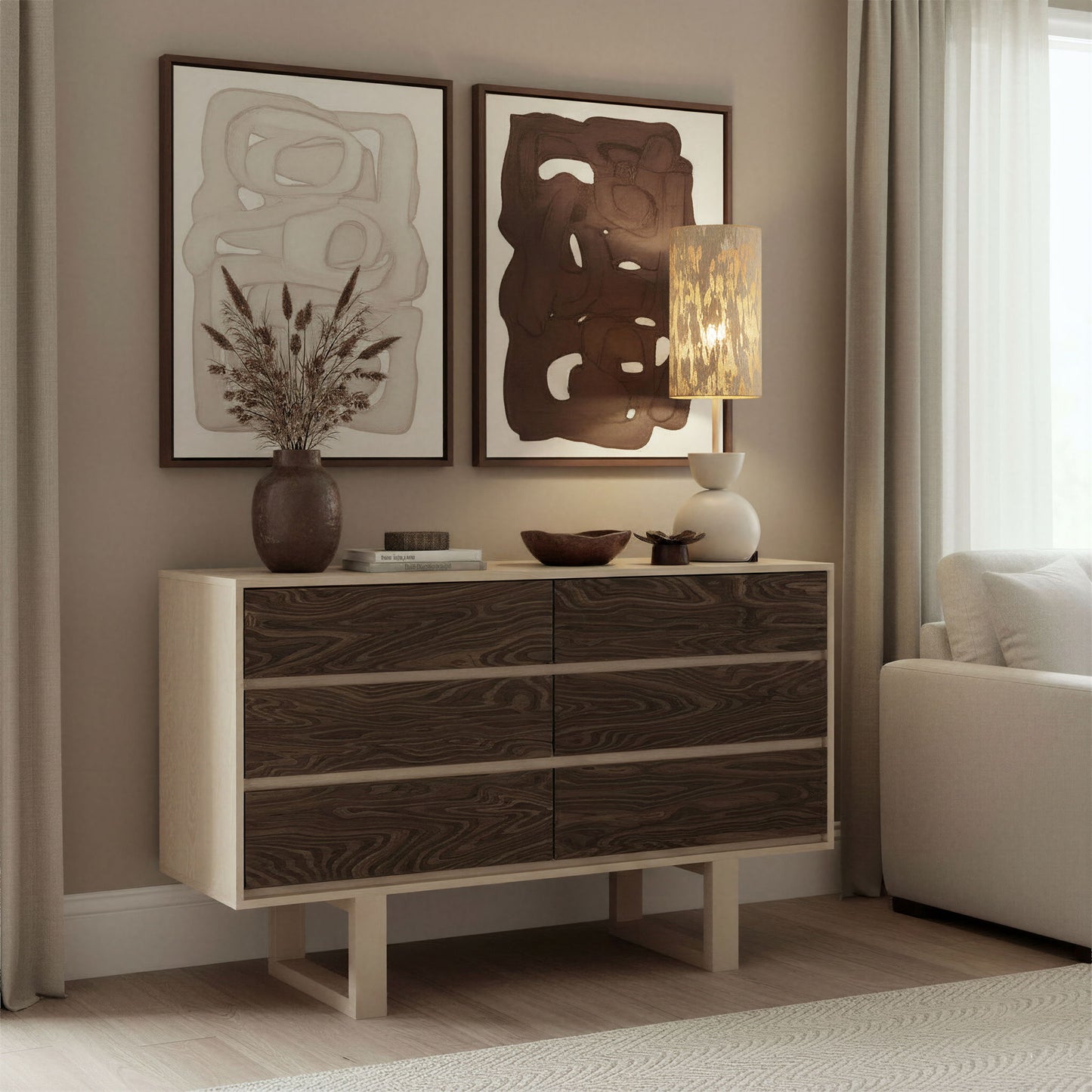 Gochi - Table Lamp - White / Beige