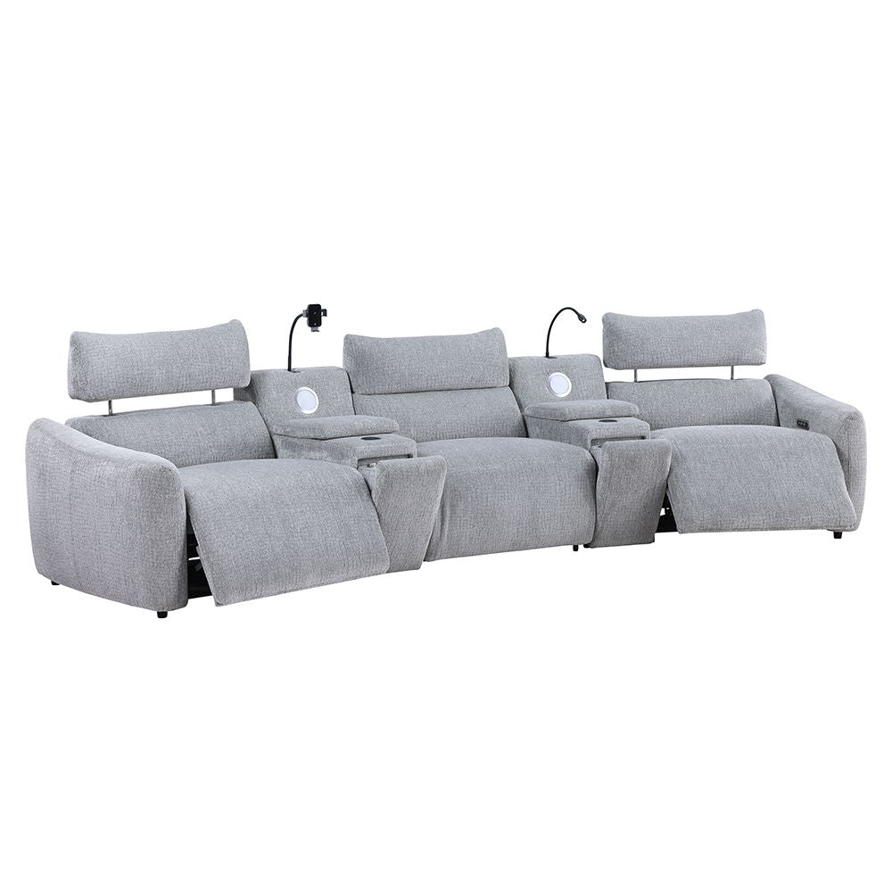 Fullar - Modular Console With Wireless Charger - Light Gray Chenille