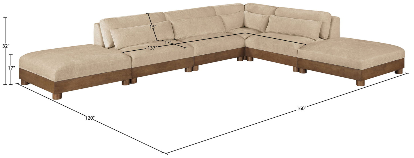 Turin - Chenille Fabric Upholstered Modular Sectional - Beige