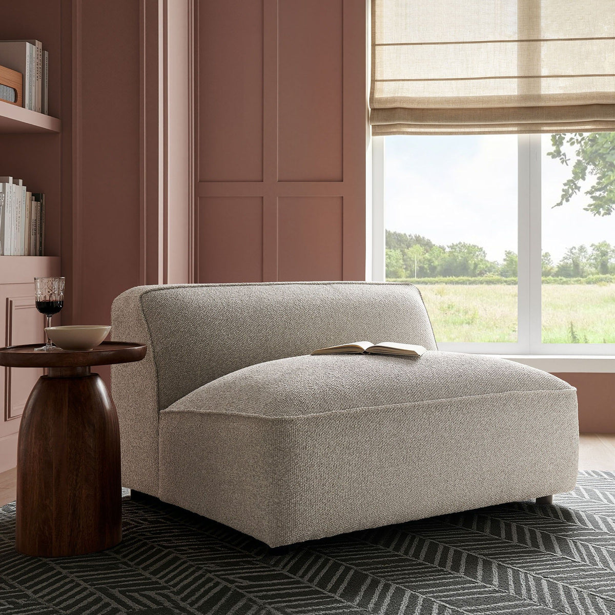 Auren Lattice Boucle Upholstered Modular Armless Chair - Fog