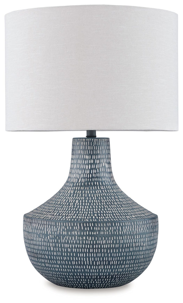 Schylarmont - Metal Table Lamp - Antique Gray / White