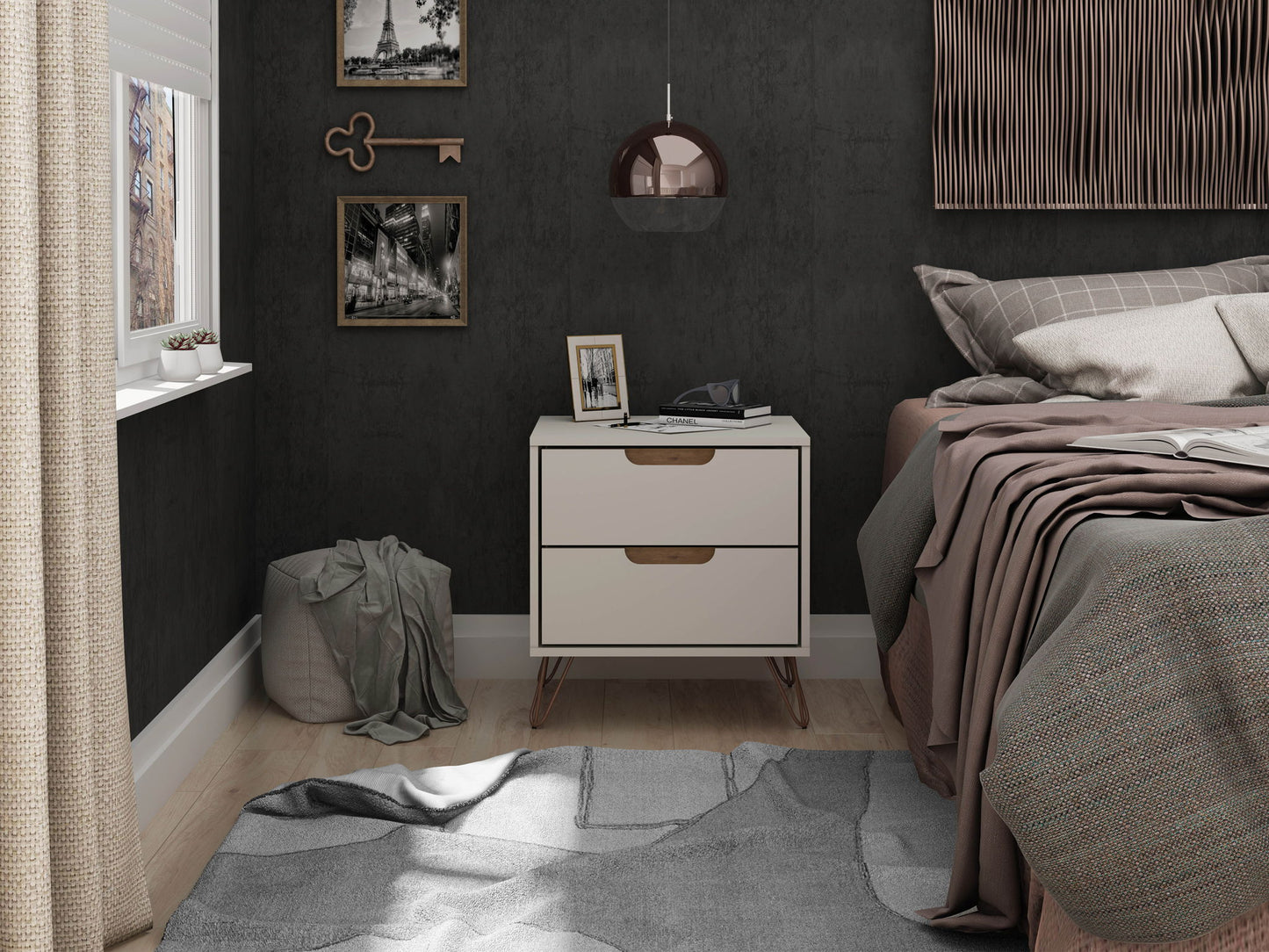 Manhattan Rockefeller - Nightstand With 2 Drawers