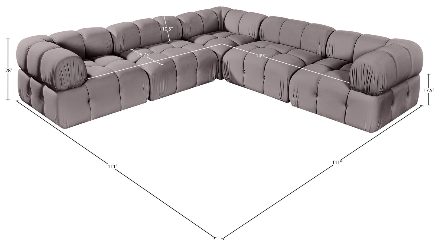 Orin - Velvet 5 Piece Modular Corner Sectional