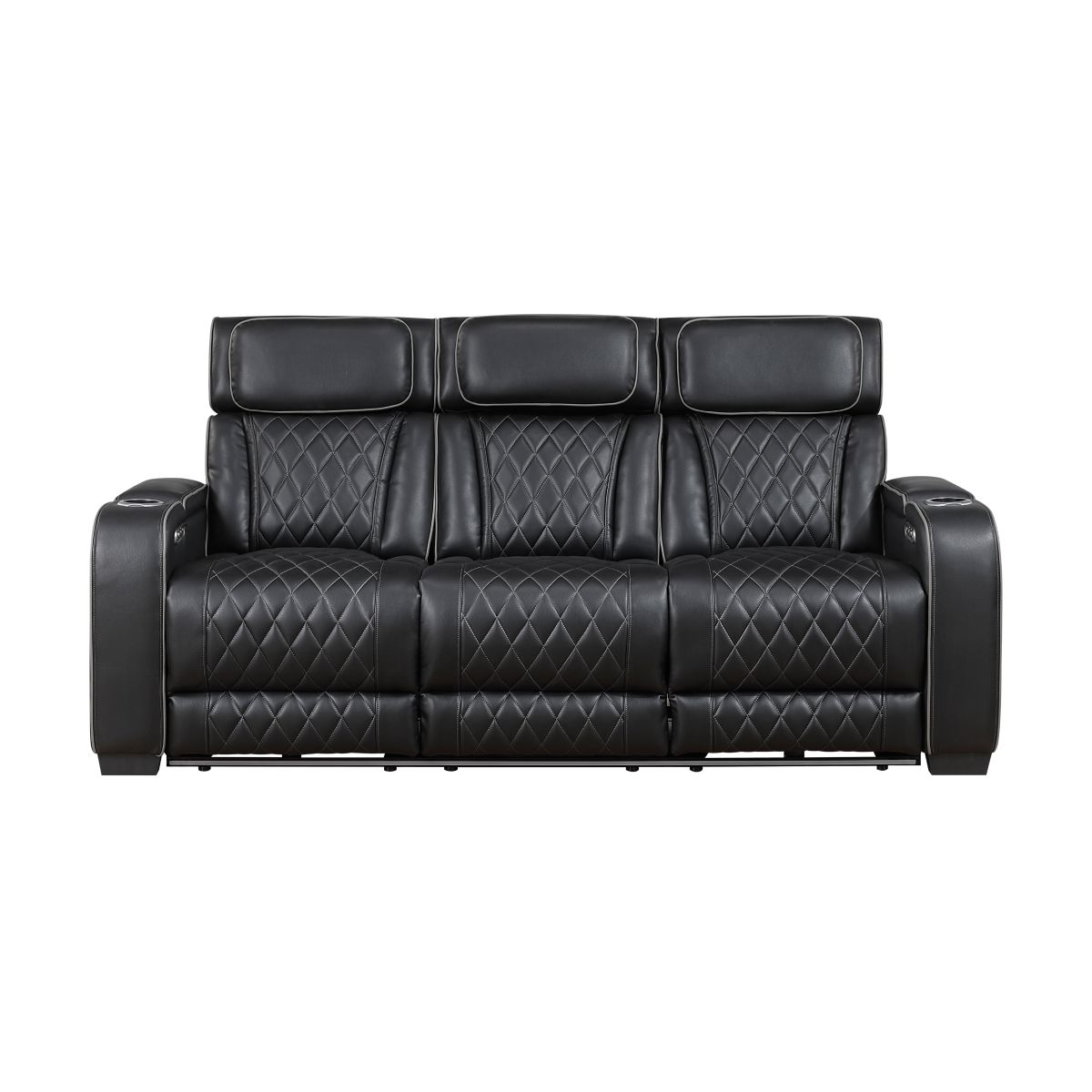 Fairway Power Double Reclining Sofa with Center Drop-Down Cup Holders, Power Headrests, Storage Arms(Top and Side), Cup holders and Reading Lights, Two Wireless Chargers, Charging Ports and LED Lighting