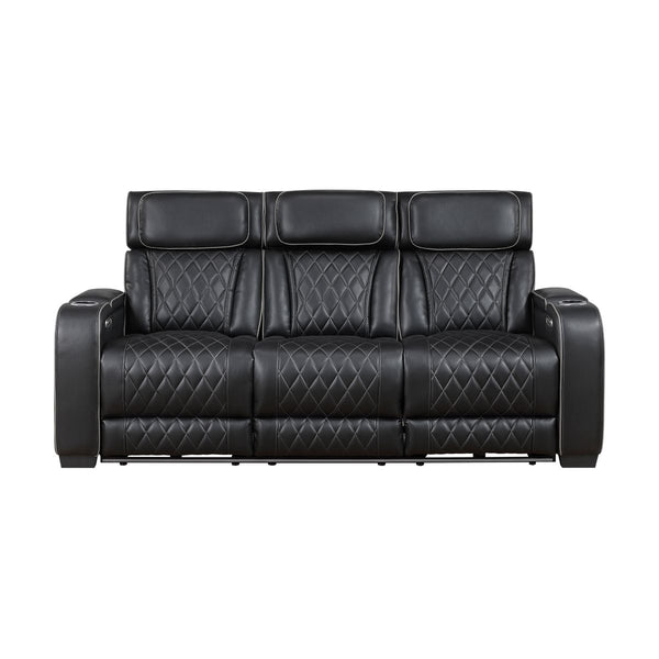 Fairway Power Double Reclining Sofa with Center Drop-Down Cup Holders, Power Headrests, Storage Arms(Top and Side), Cup holders and Reading Lights, Two Wireless Chargers, Charging Ports and LED Lighting