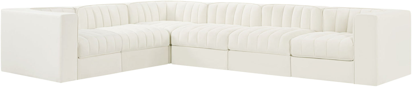 Rummi - Velvet Performance Fabric Upholstered 6 Piece Modular Sectional