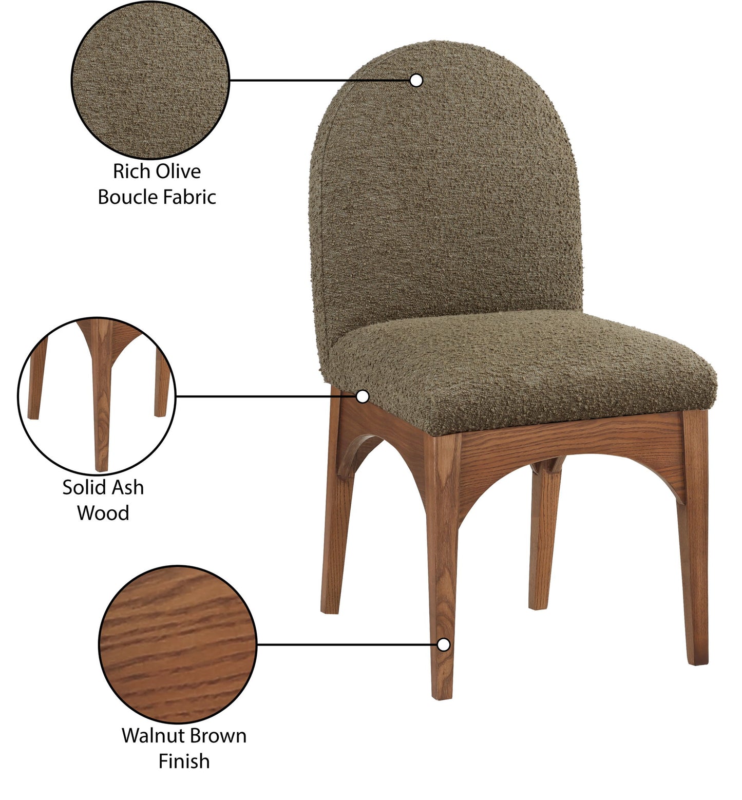 Waldorf - Boucle Dining Side Chair With Brown Legs