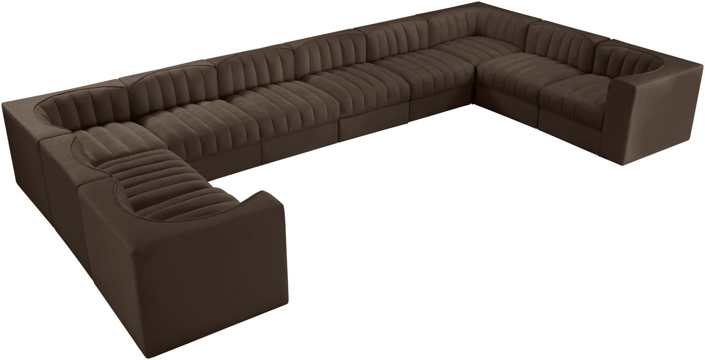 Rummi - Velvet Performance Fabric Upholstered 10 Piece Modular Sectional